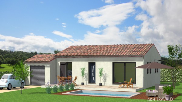 'AKH Project' - Modèle L'Hibiscus  : Surfaces 93.55 m² + garage de 18.36 m²